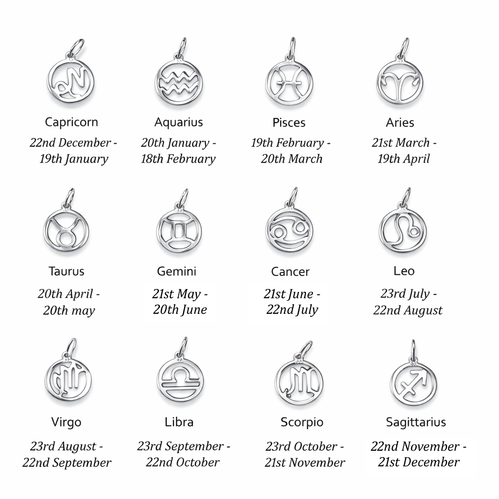Zodiac Bracelet in Sterling Silver 925 | Star Sign Disc | Jewellery Gift
