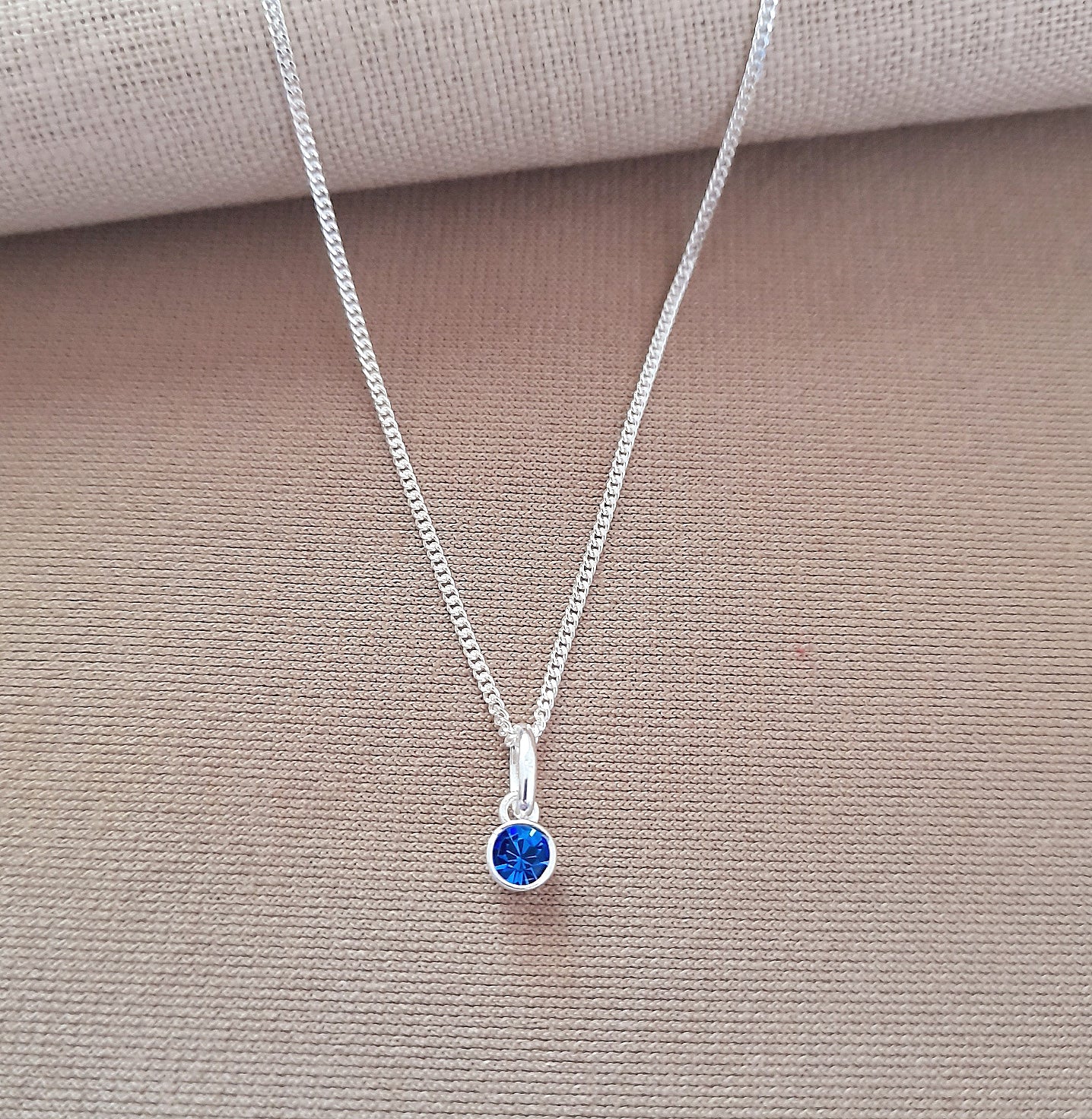 Blue Zircon Birthstone Necklace 925 Sterling Silver, December Birthstone