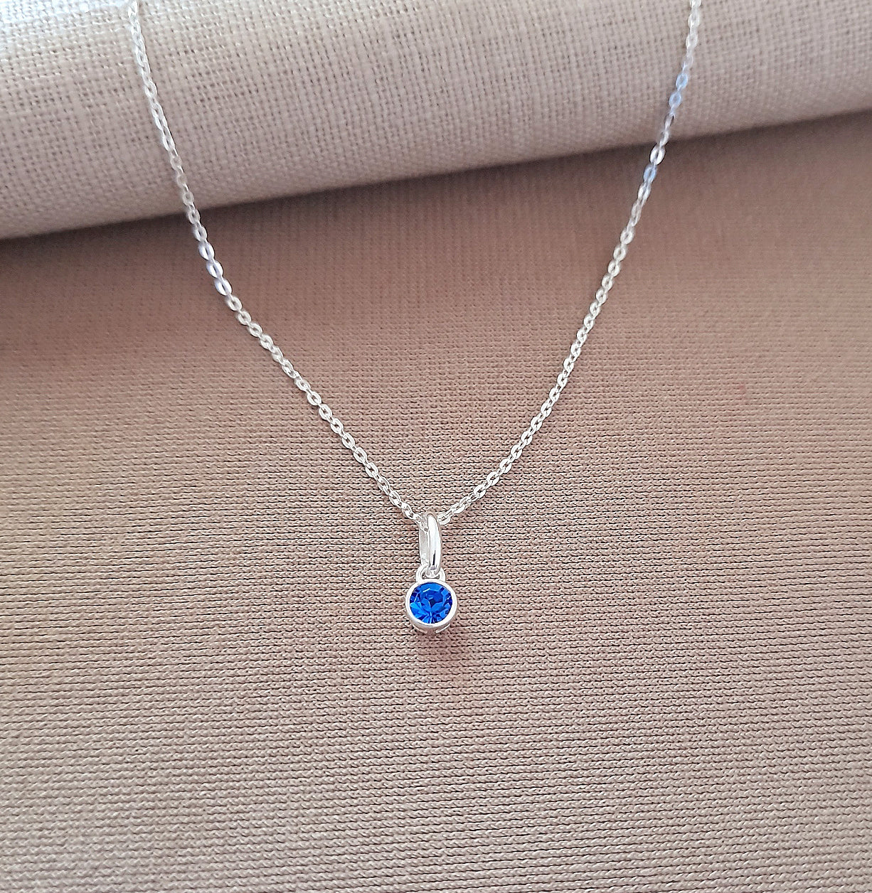Blue Zircon Birthstone Necklace 925 Sterling Silver, December Birthstone