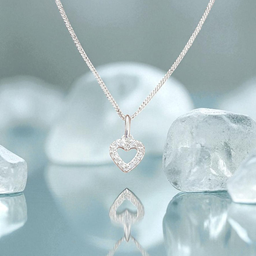 Mother of the Bride Heart Necklace with Cubic Zirconia – Sterling Silver 925 | Personalised Jewellery Gift
