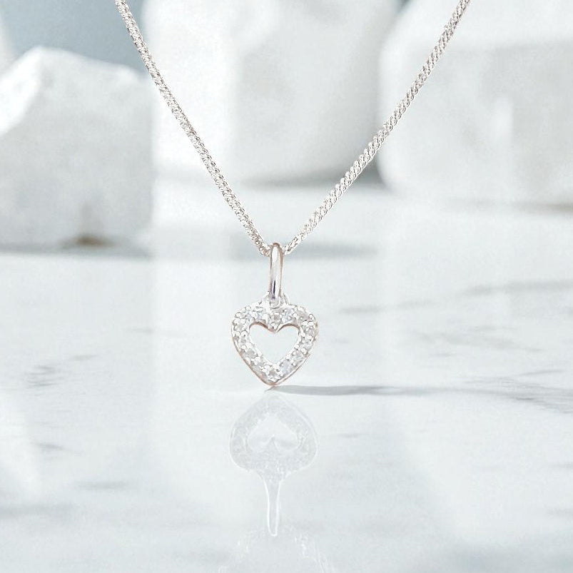 Granddaughter CZ Heart Necklace in Sterling Silver 925 | Personalised Jewellery Gift