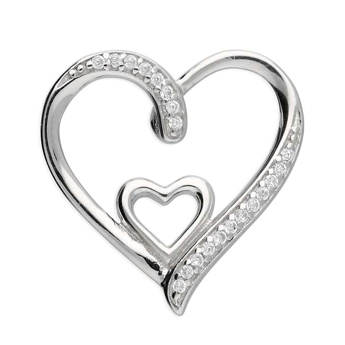 Open Twin Heart Necklace with Cubic Zirconia | 925 Sterling Silver