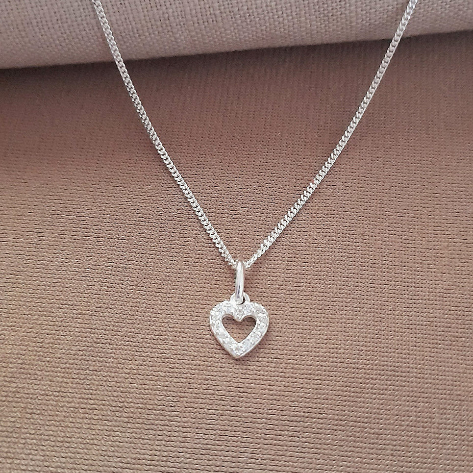 Bridesmaid Gift, CZ Heart Necklace in Sterling Silver 925 | Personalised Jewellery Gift