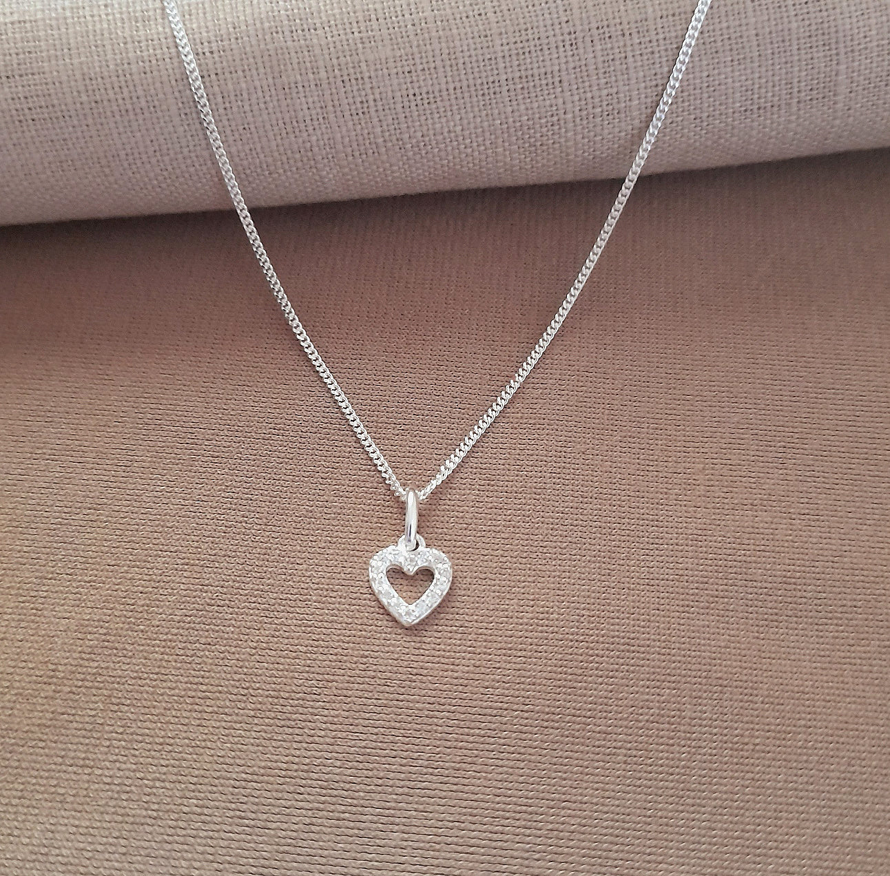 13th Birthday Heart Necklace with Cubic Zirconia in Sterling Silver 925, Personalised Jewellery Gift
