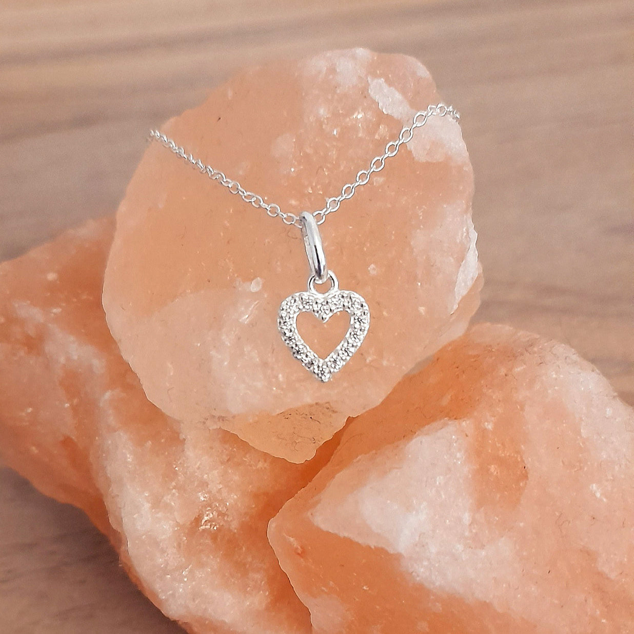 CZ Heart Necklace in Sterling Silver 925 | Personalised Jewellery Gift
