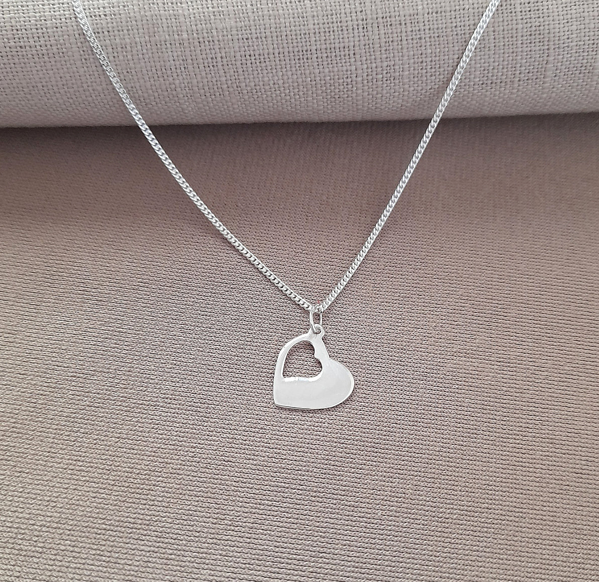 50th Birthday Cut Out Heart Necklace in Sterling Silver 925, Personalised Jewellery Gift