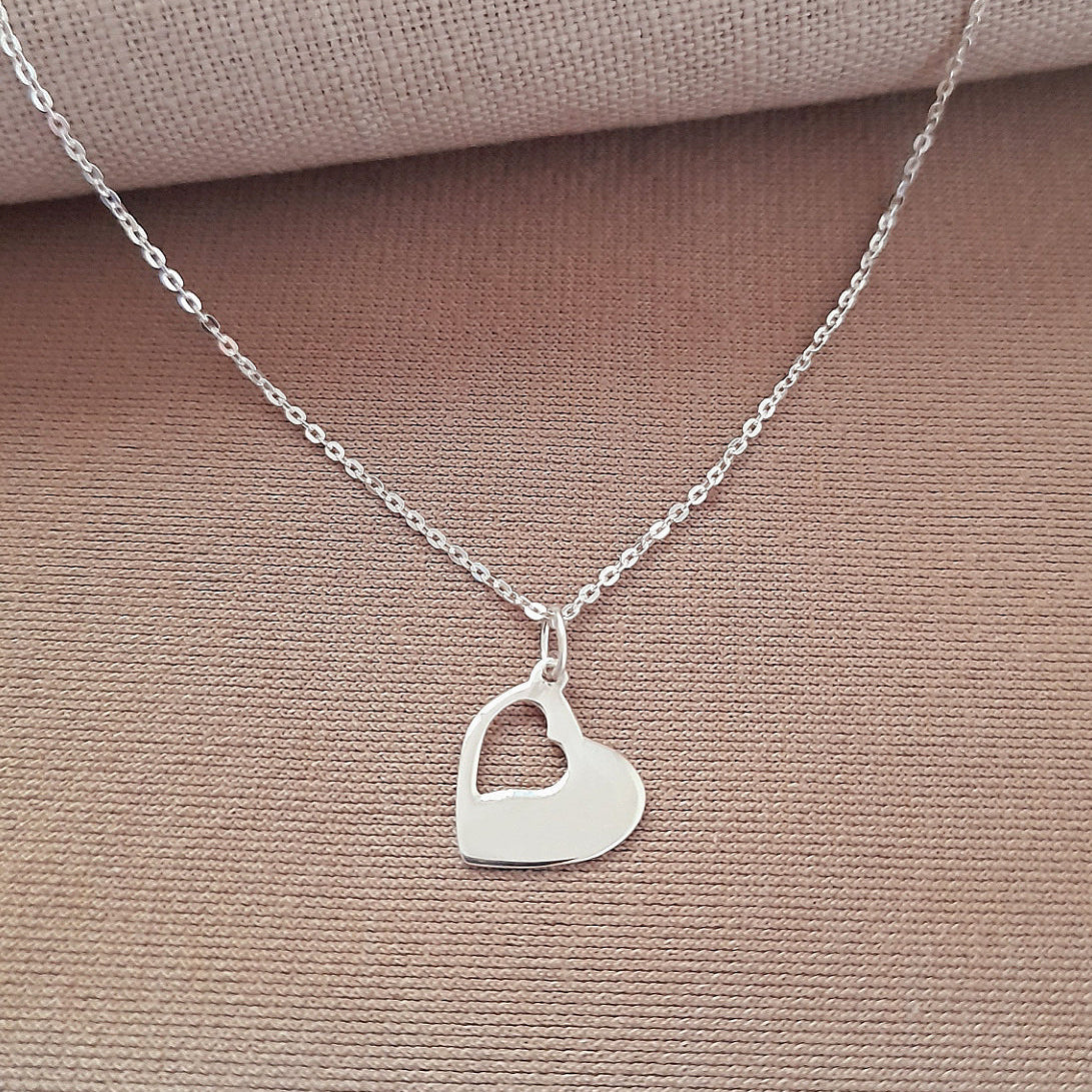 Daughter Cut Out Heart Necklace in Sterling Silver 925 | Personalised Jewellery Gift