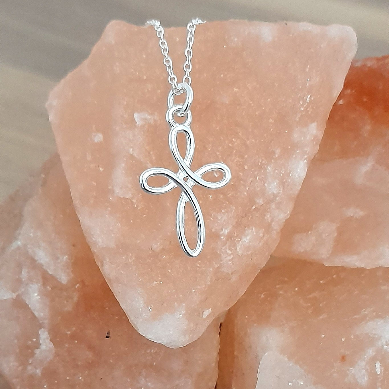 Christening Eternity Cross Necklace in Sterling Silver 925 | Personalised Jewellery Gift