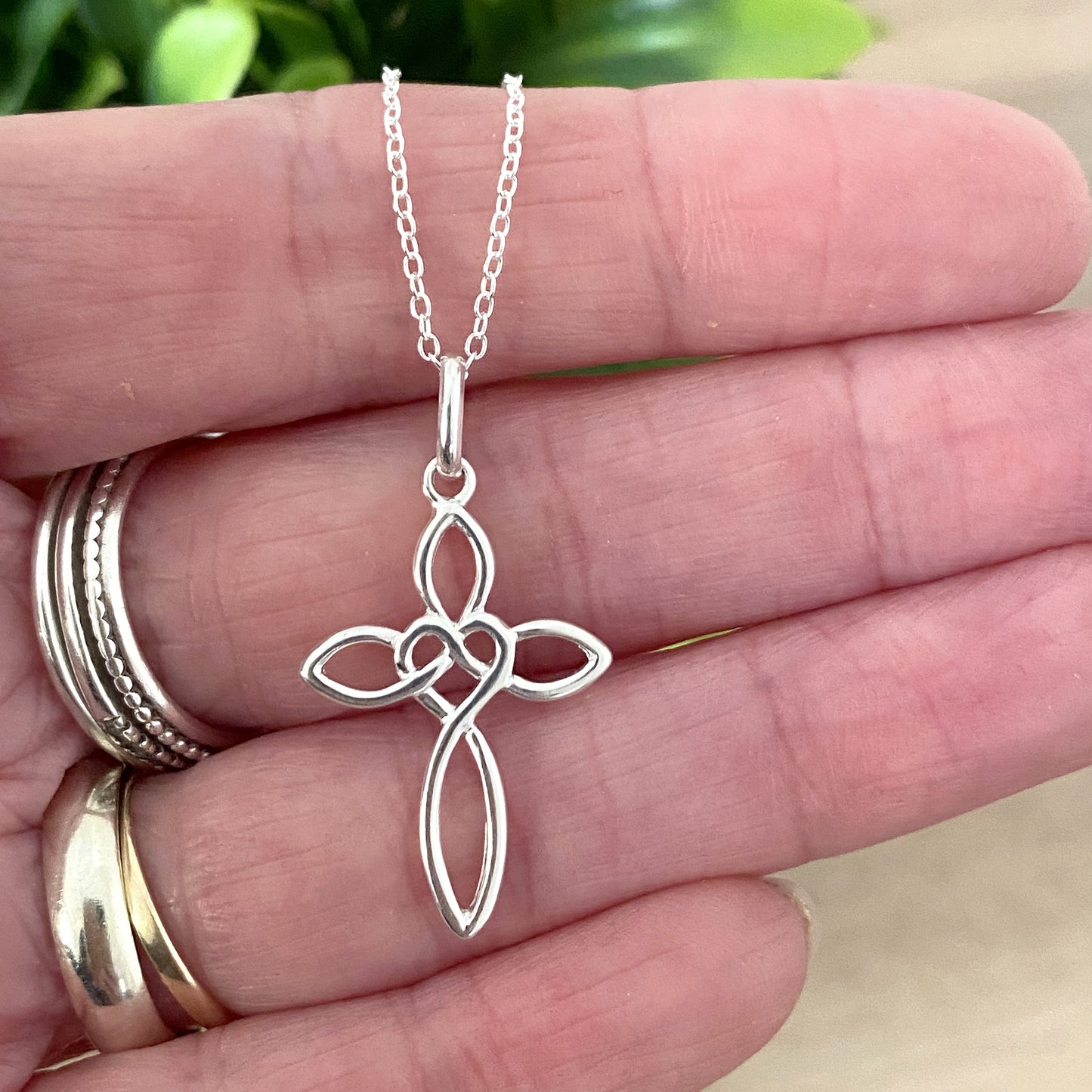 Confirmation Eternity Heart Cross Necklace in Sterling Silver 925, Personalised Jewellery Gift
