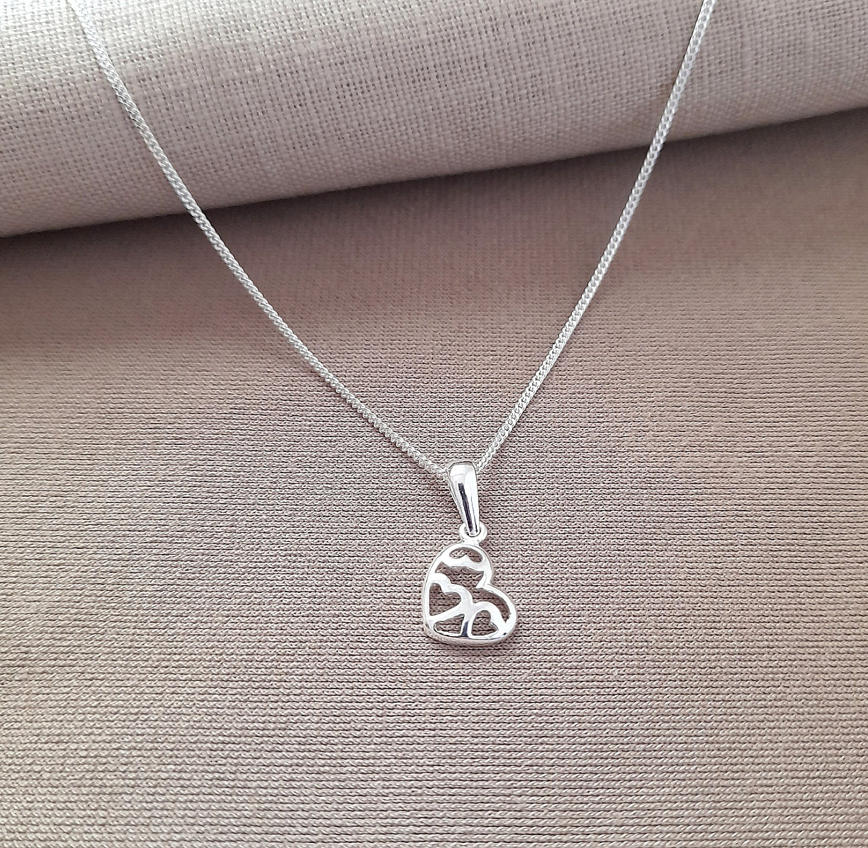 Big Sister Fancy Heart Necklace in Sterling Silver 925, Personalised Jewellery Gift