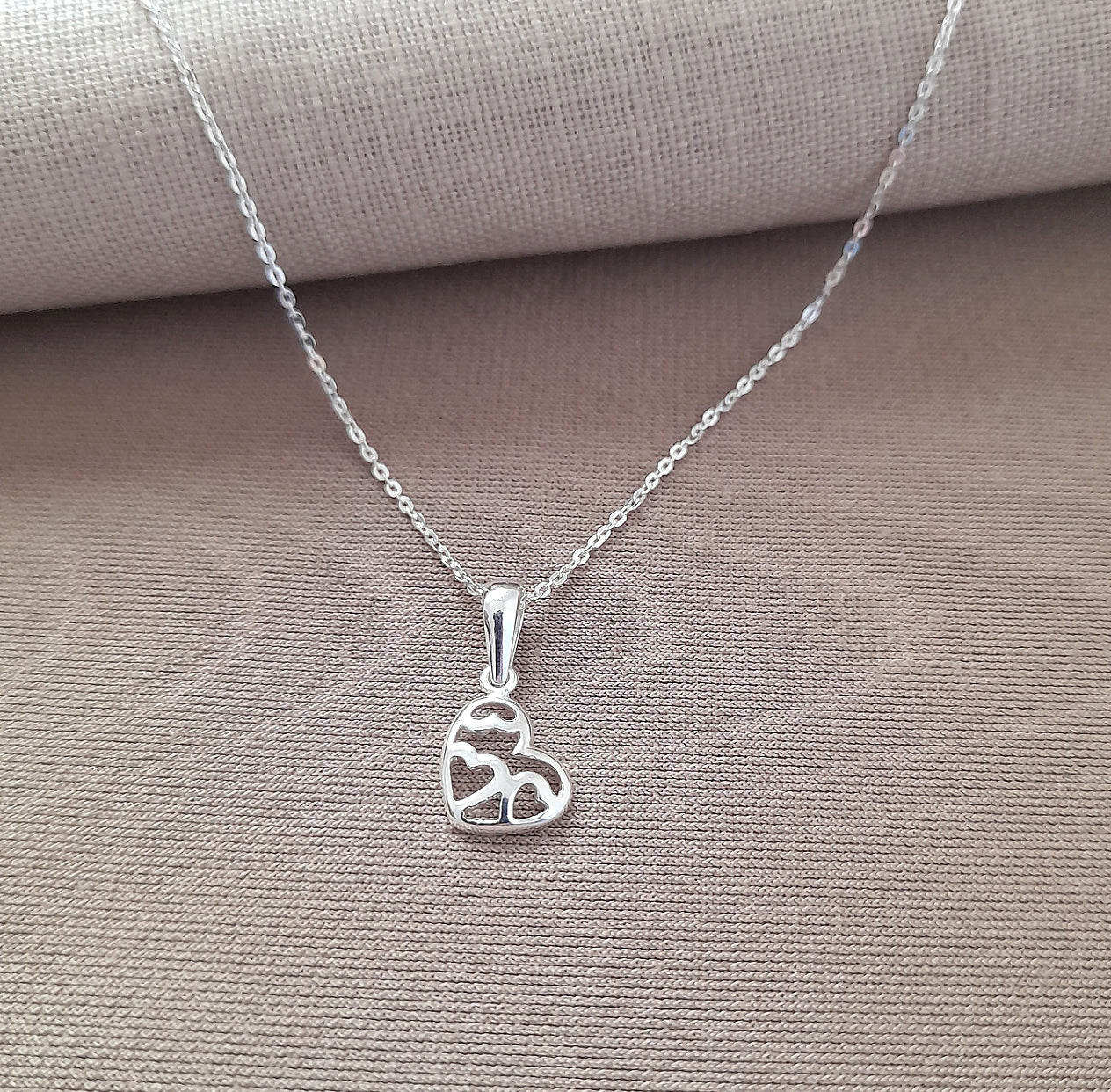 Big Sister Fancy Heart Necklace in Sterling Silver 925, Personalised Jewellery Gift