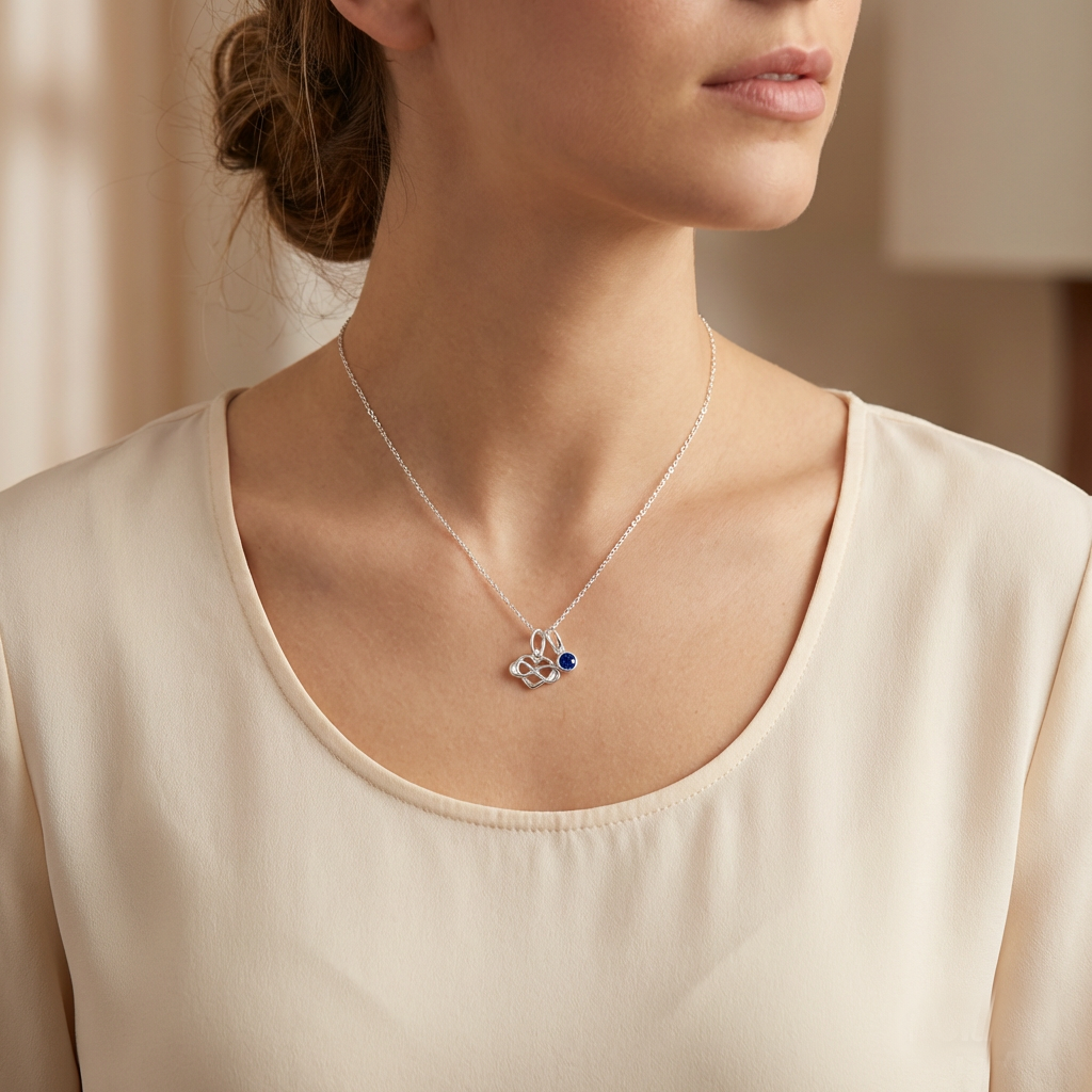 Bridesmaid Gift | Infinity Heart Necklace with Birthstone in Sterling Silver 925 | Personalised Jewellery