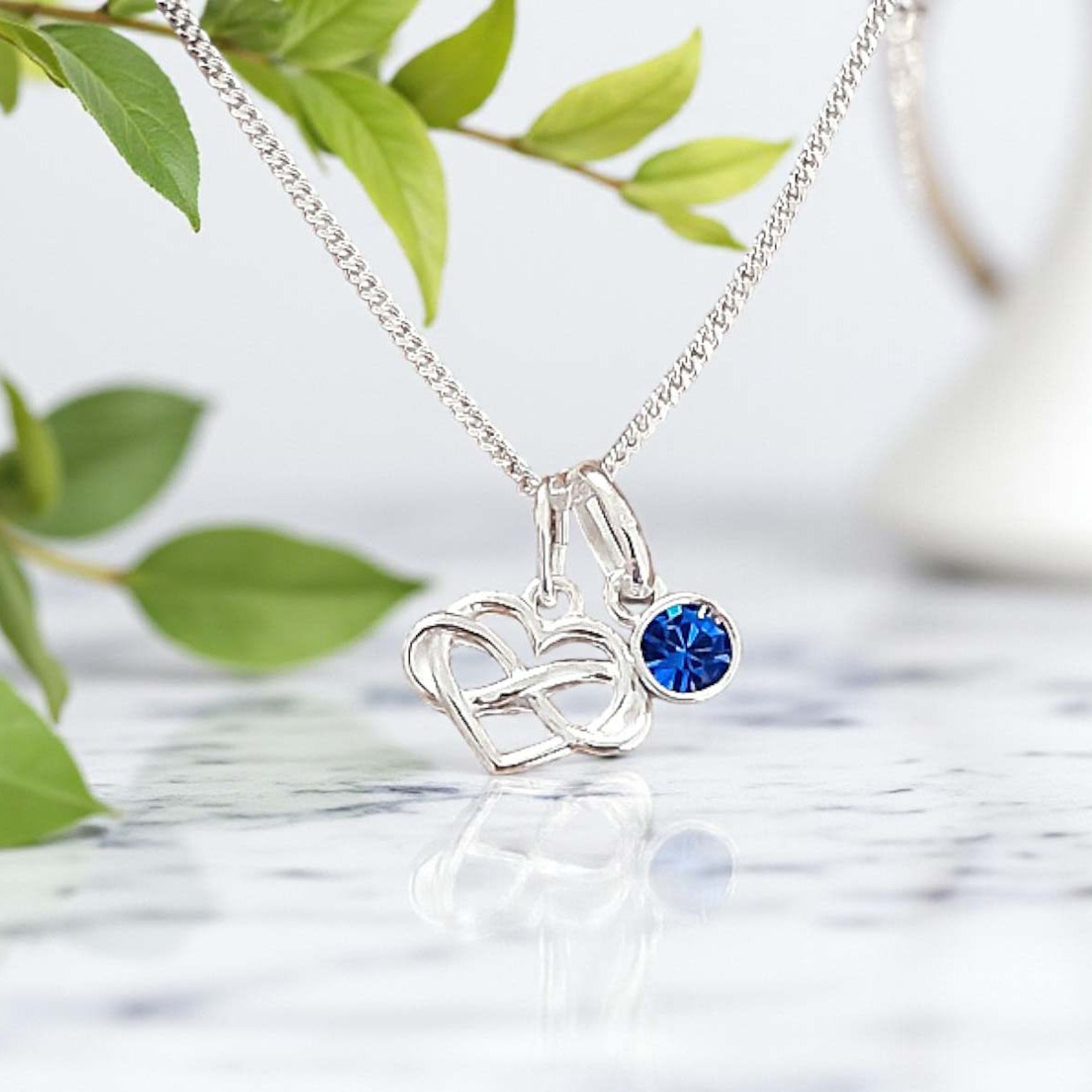 Infinity Heart Birthstone Necklace | Sterling Silver 925 | Personalised Gift