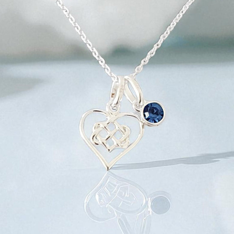 Infinity Knot Birthstone Necklace in Sterling Silver 925 | Elegant Jewellery