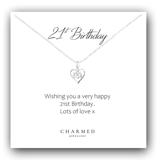 21st Birthday Infinity Knot Heart Necklace in Sterling Silver 925 | Personalised Gift