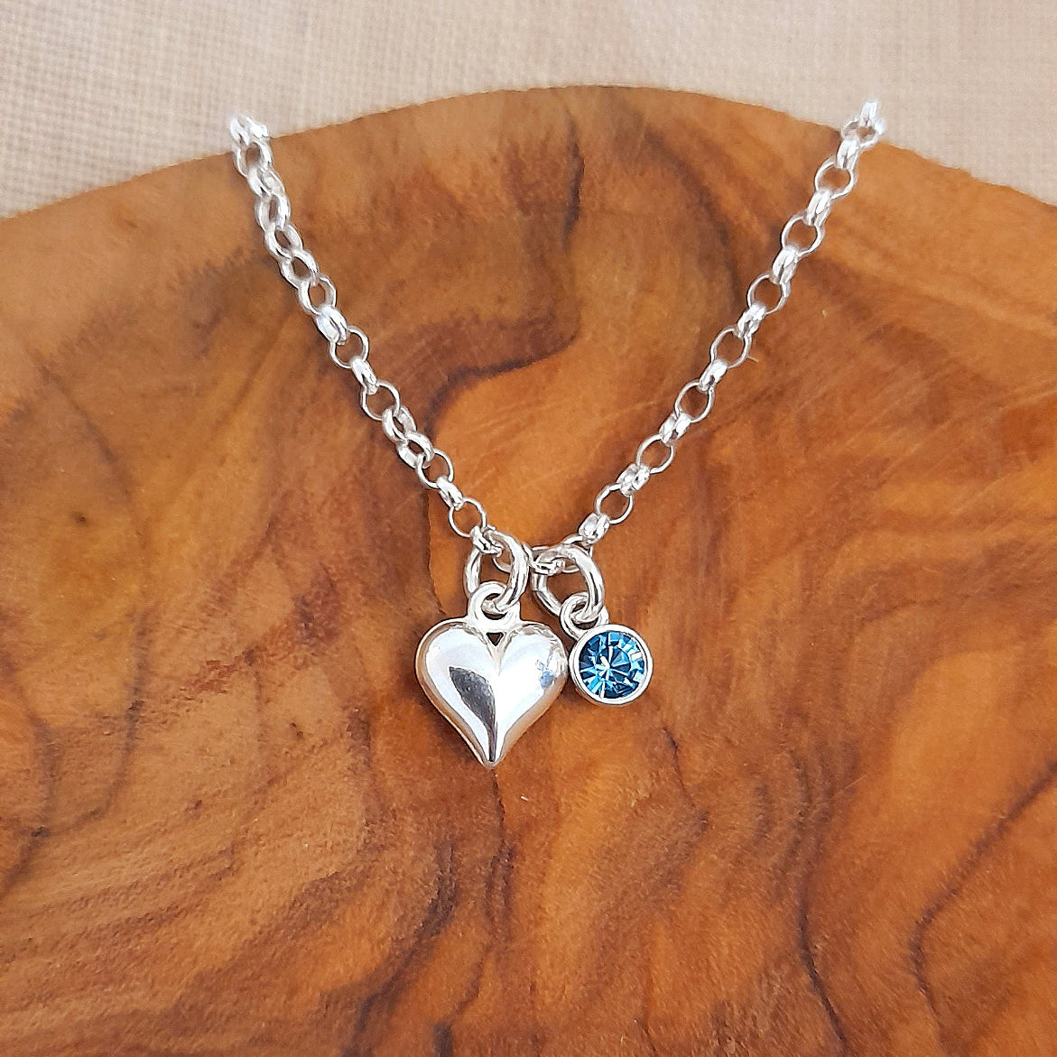 Bridesmaid Puffy Heart Bracelet with Birthstone in Sterling Silver 925, Personalised Jewellery Gift