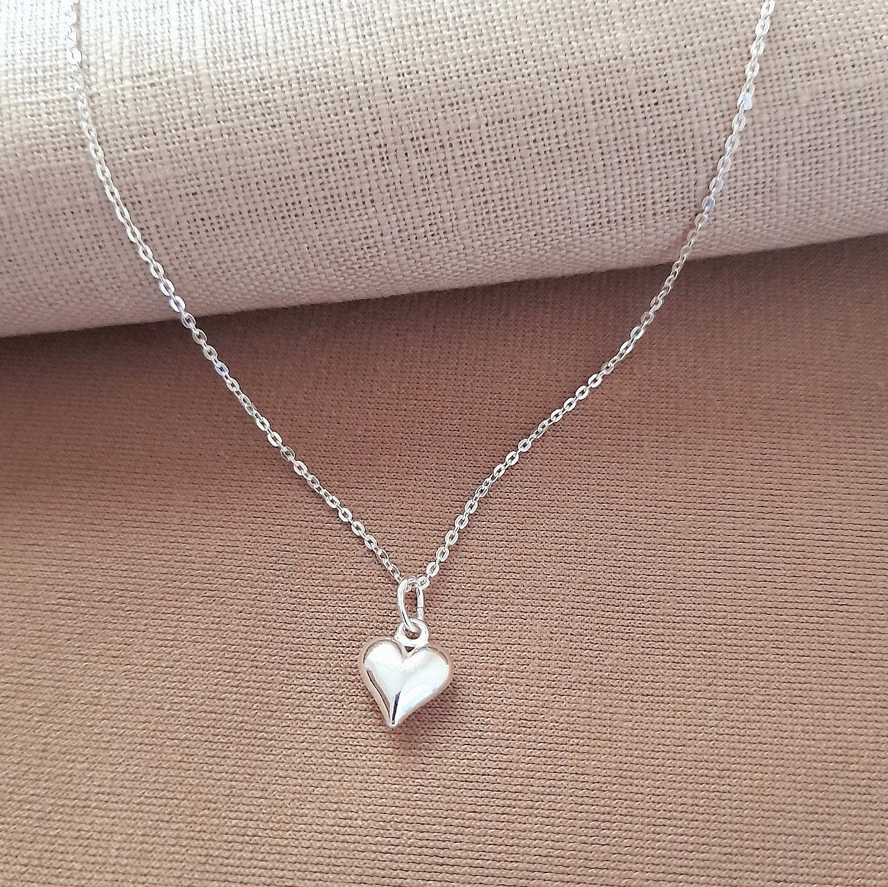Puffy Heart Necklace in Sterling Silver 925 | Personalised Jewellery Gift