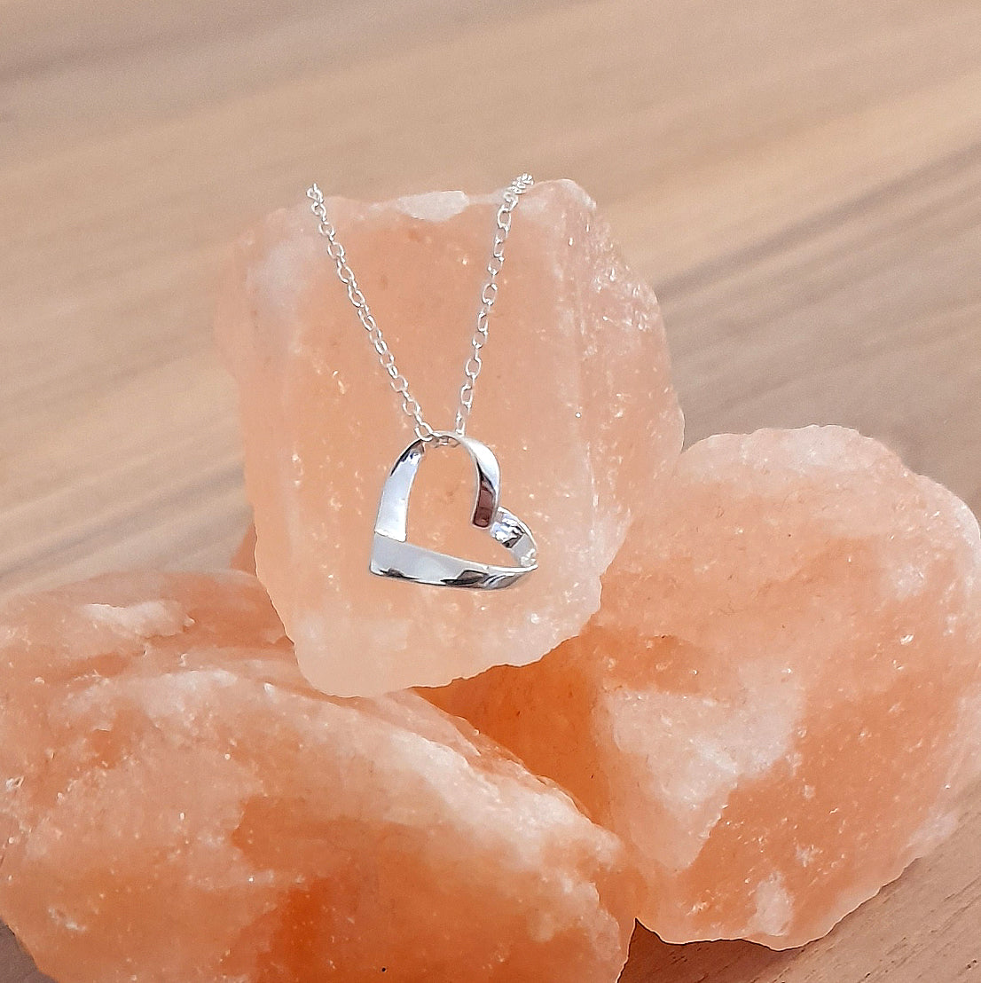 Bridesmaid Gift Ribbon Heart Necklace in Sterling Silver 925 | Personalised Jewellery Gift