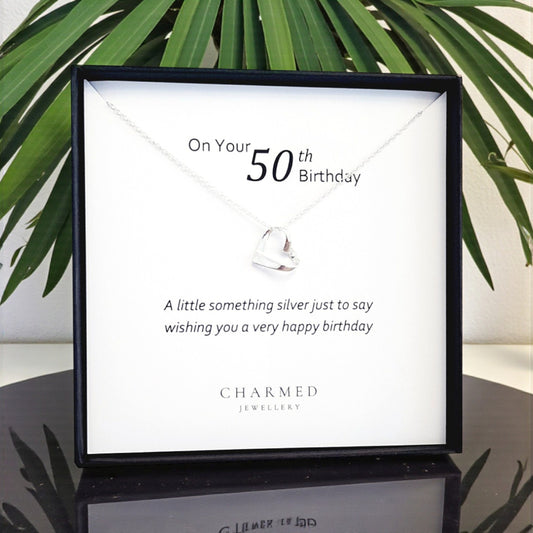 50th Birthday Ribbon Necklace in Sterling Silver 925 | Personalised Jewellery Gift