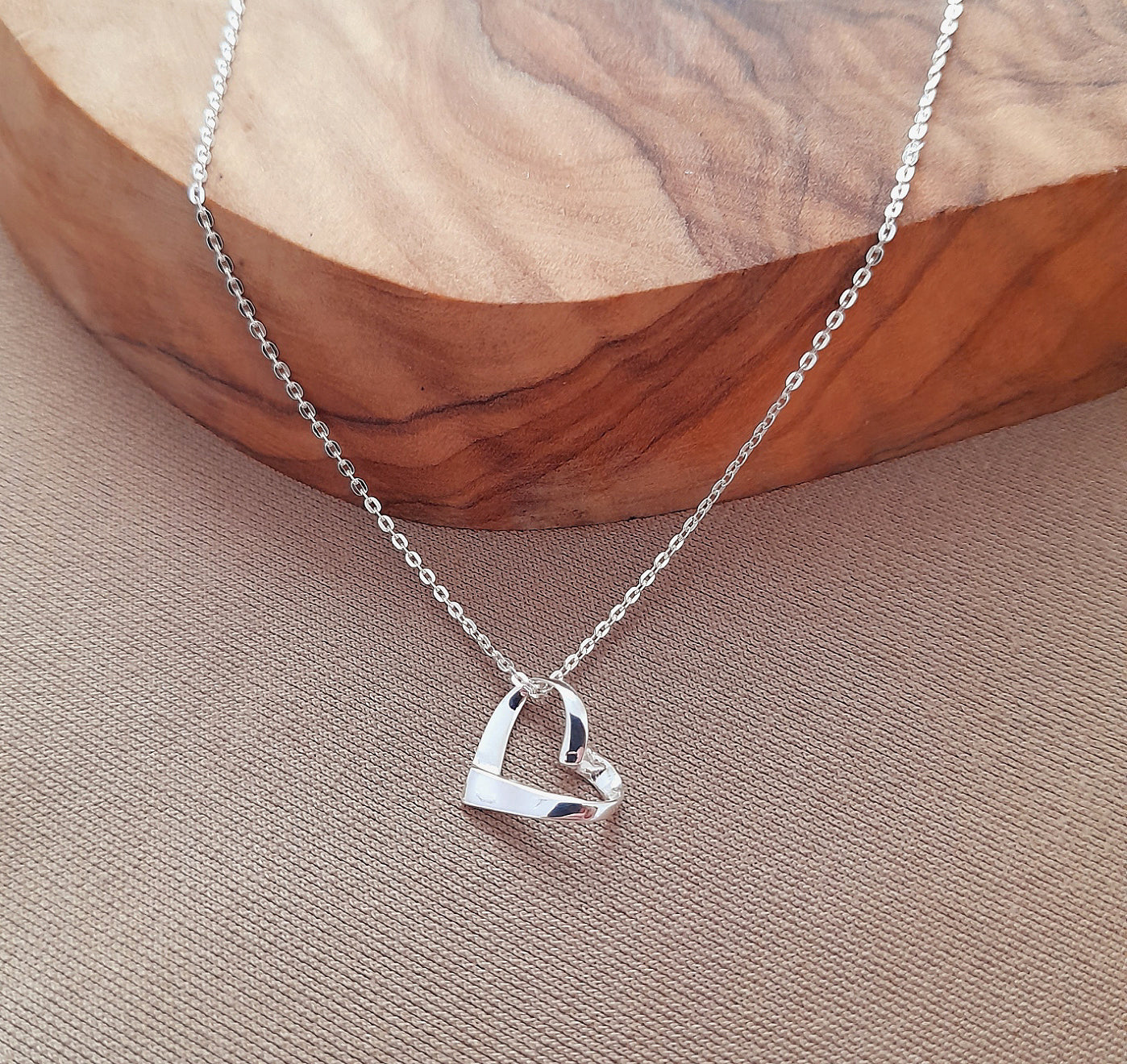 Godmother Ribbon Heart Necklace in Sterling Silver 925 | Personalised Jewellery Gift