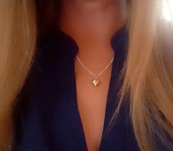 Goddaughter Gift, Rose Gold Puffy Heart Necklace in Sterling Silver 925, Personalised Jewellery Gift