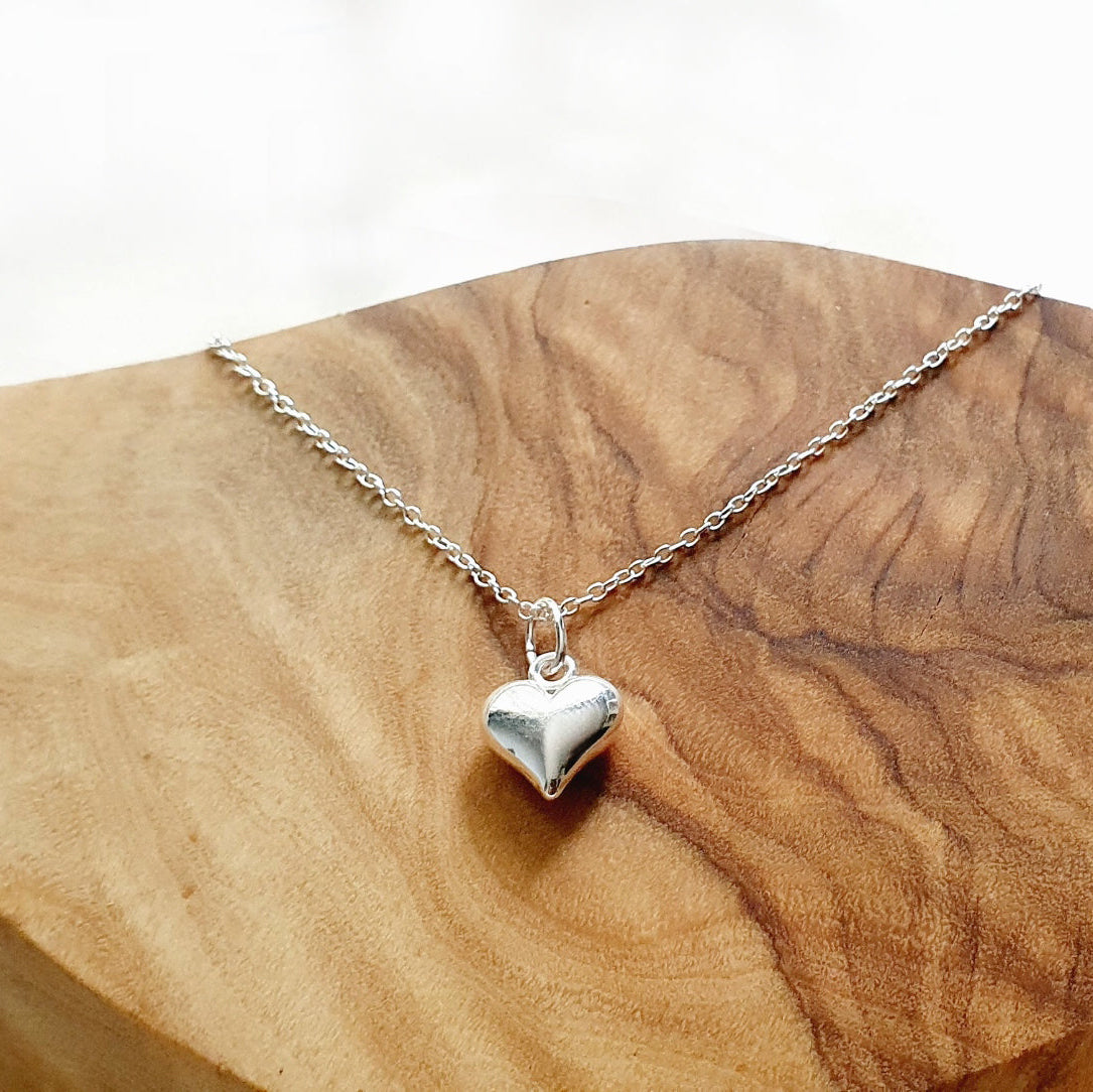 Granddaughter Puffy Heart Necklace in Sterling Silver 925 | Personalised Jewellery Gift