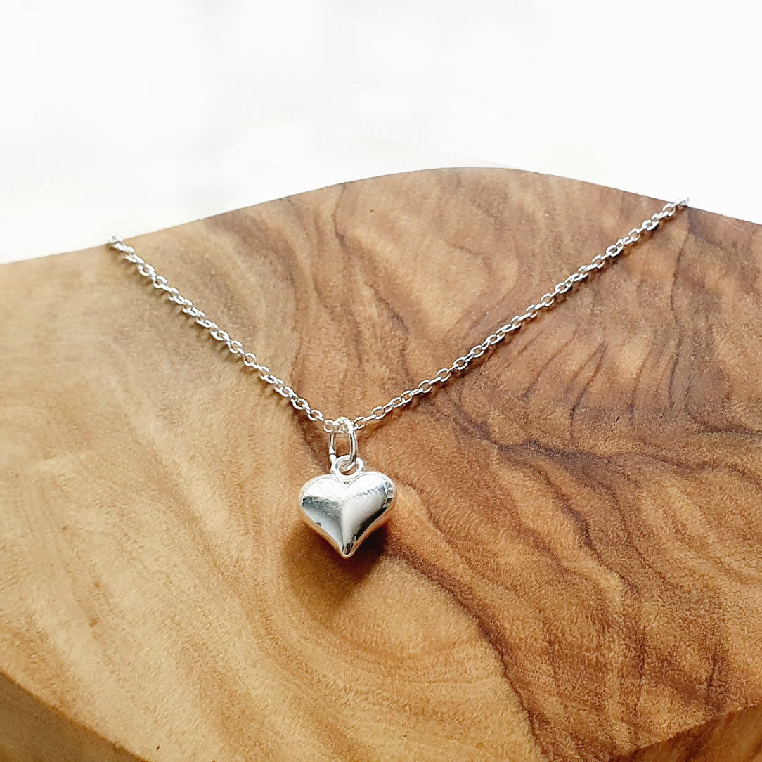 Grandma of the Groom Puffy Heart Necklace in Sterling Silver 925, Personalised Jewellery Gift