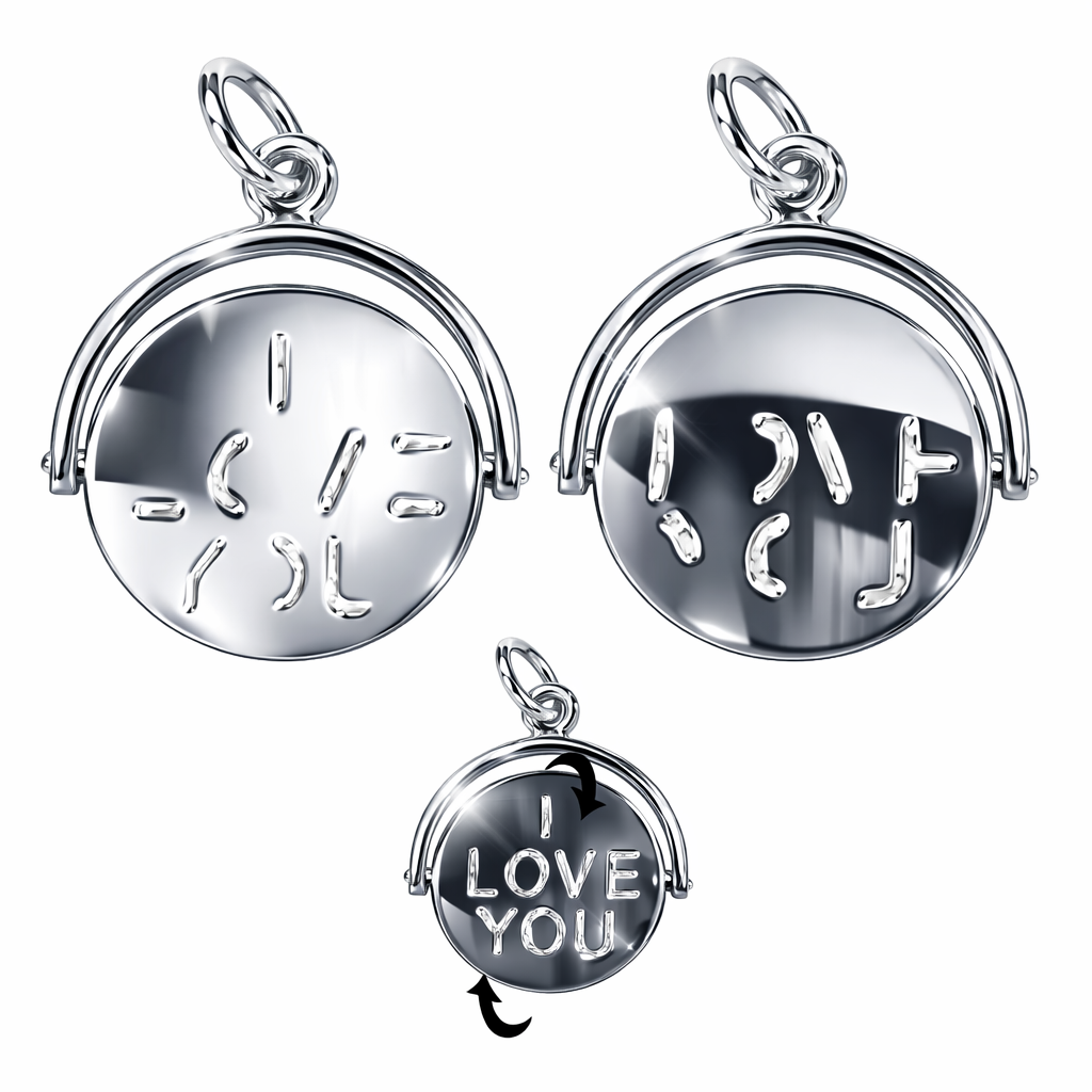 I Love You Spinner Hidden Message Necklace 925 Sterling Silver, Valentine's Gift