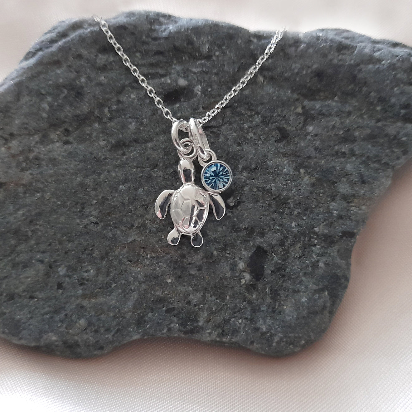 Turtle Birthstone Necklace Sterling Silver 925 | A Charmed Personalised Jewellery Gift