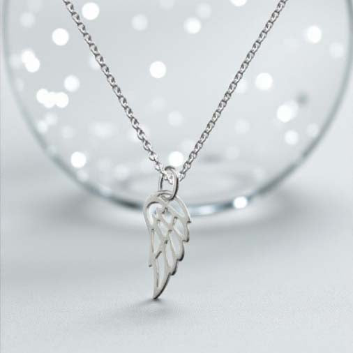  Angel Wing Necklace in Sterling Silver 925 | Personalised Jewellery