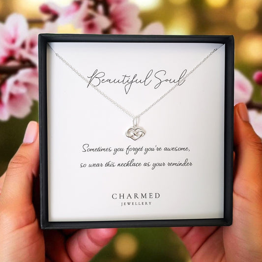 Inspirational Gift | Infinity Heart Necklace in Sterling Silver 925 | Personalised Jewellery Gift