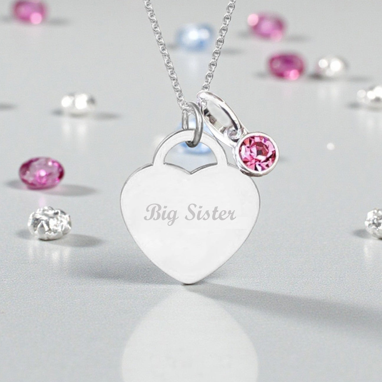 Big Sister Engraved Necklace with Birthstone | Personalised Jewellery Gift
