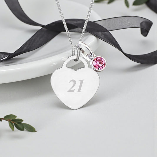 Birthday Engraved Necklace with Birthstone | Personalised Jewellery Gift