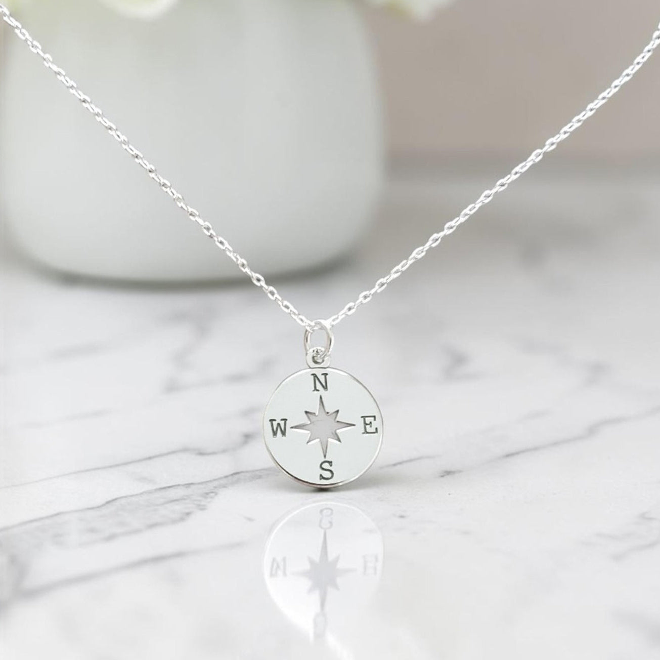 Compass Necklace Sterling Silver 925