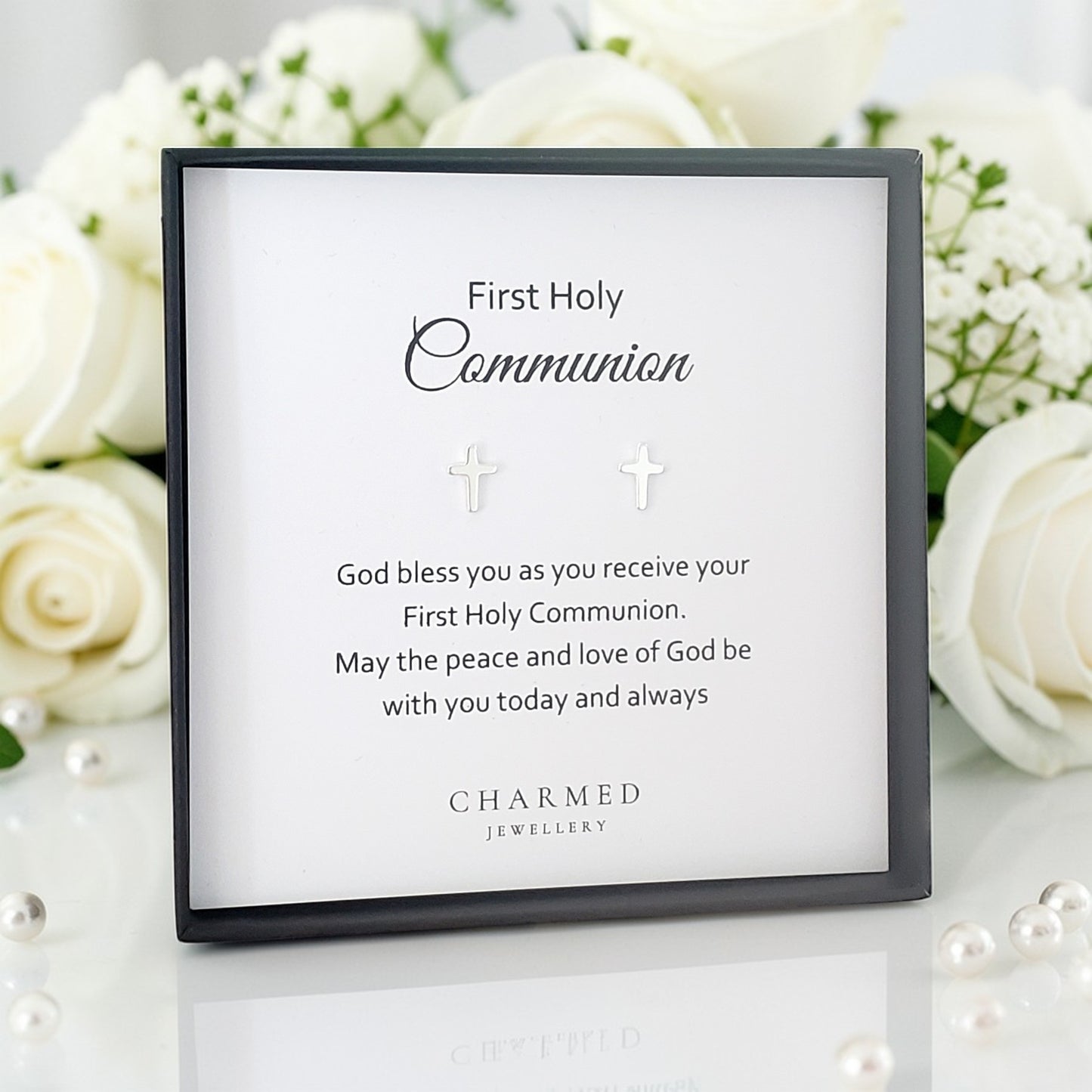 First Holy Communion Gift | Cross Earrings 925 Sterling Silver | Personalised Jewellery Gift