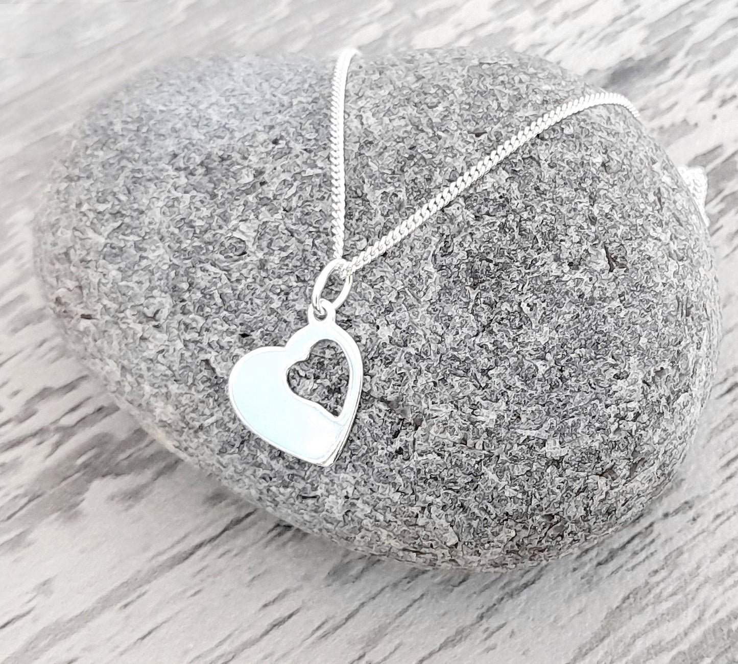 Sweet 16 Cut Out Heart Necklace in Sterling Silver 925 - Personalised Jewellery Gift