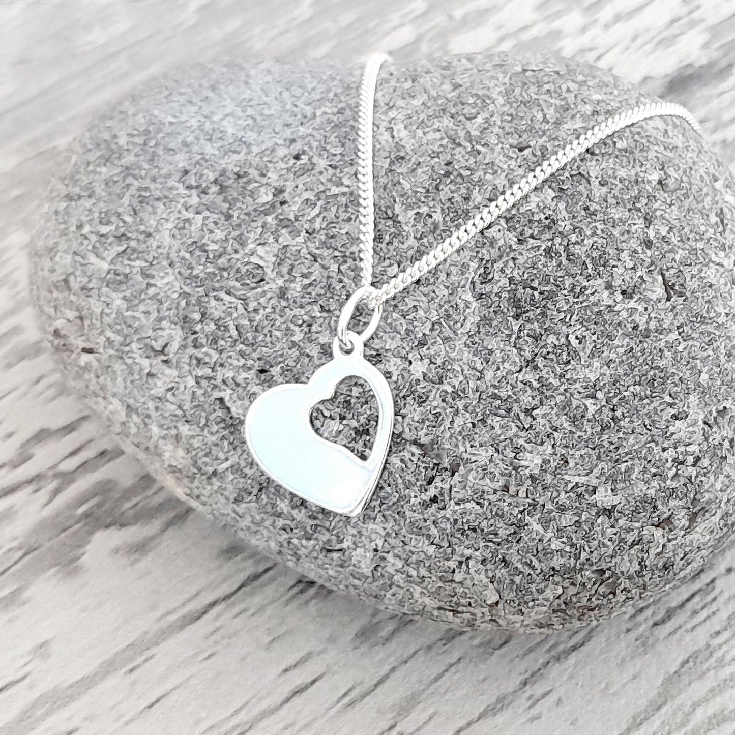 50th Birthday Cut Out Heart Necklace in Sterling Silver 925, Personalised Jewellery Gift