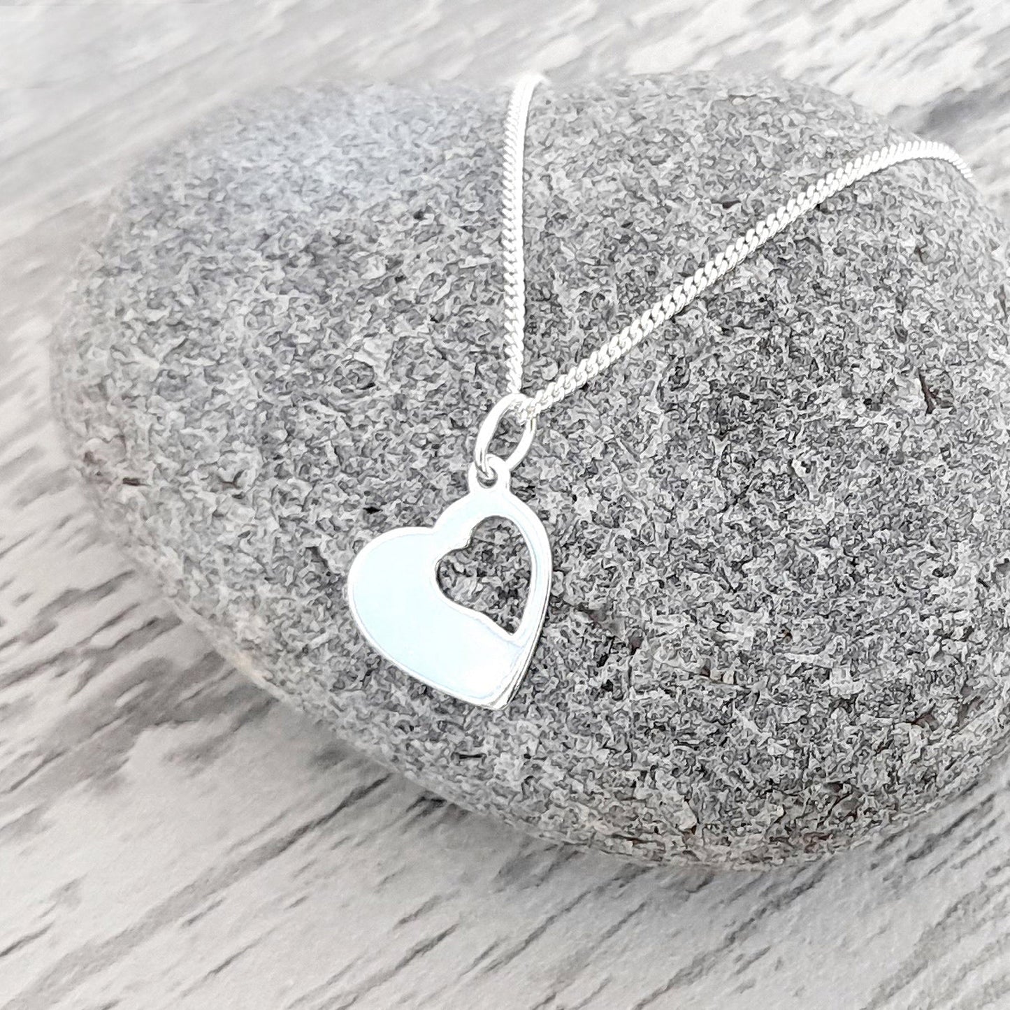 Daughter Cut Out Heart Necklace in Sterling Silver 925 | Personalised Jewellery Gift