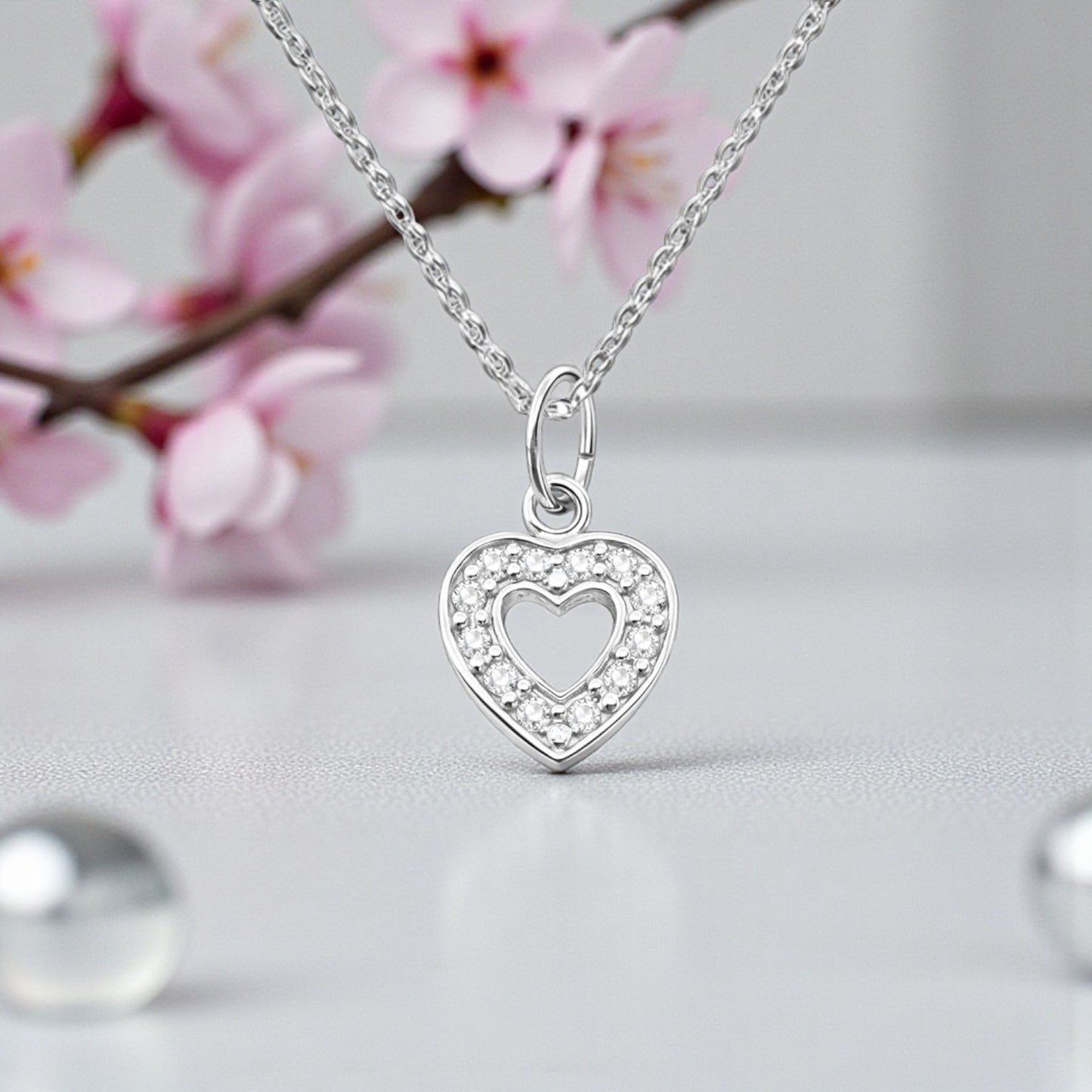 CZ Heart Necklace in 925 Sterling Silver | Sparkling Jewellery Gift