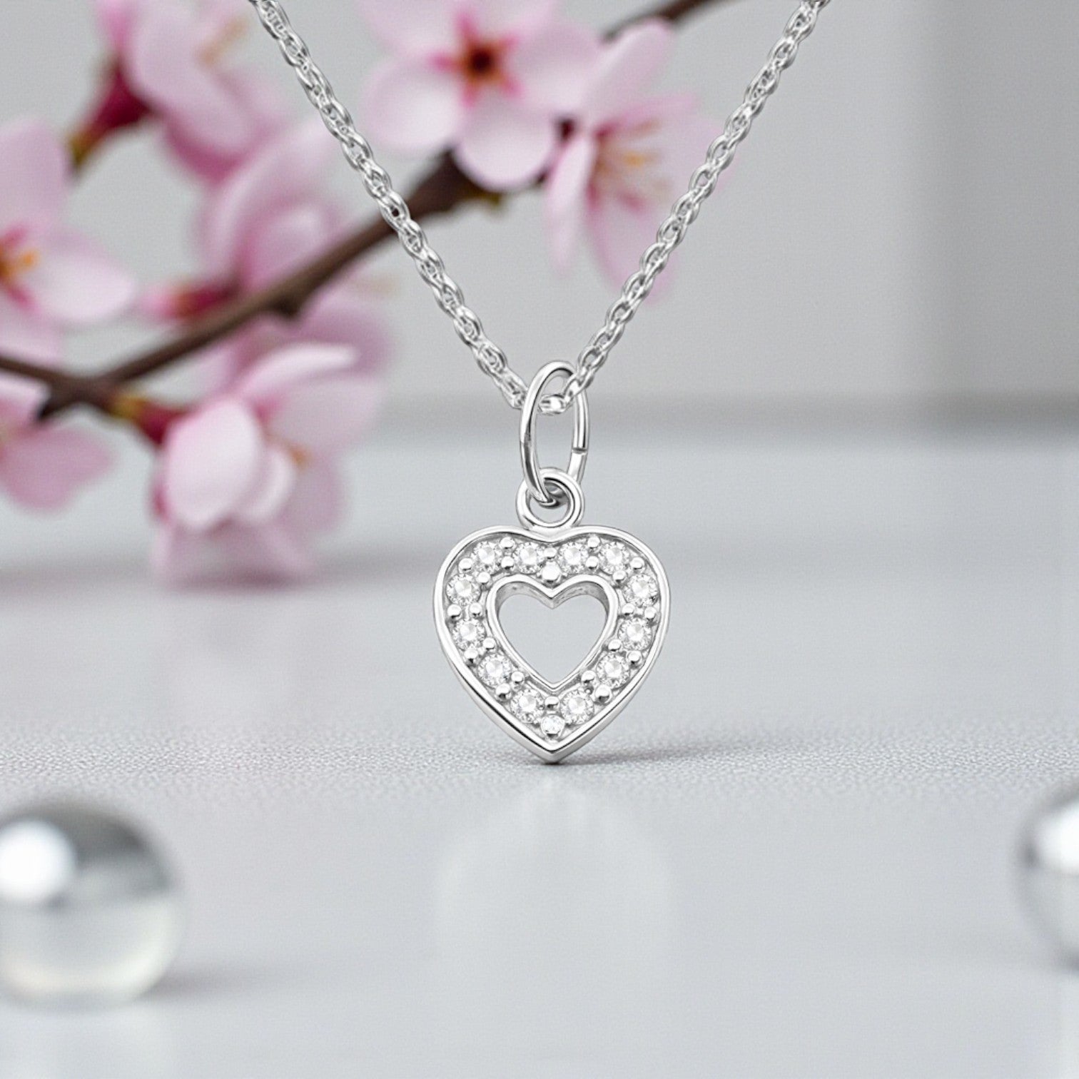 CZ Heart Necklace in 925 Sterling Silver | Sparkling Jewellery Gift