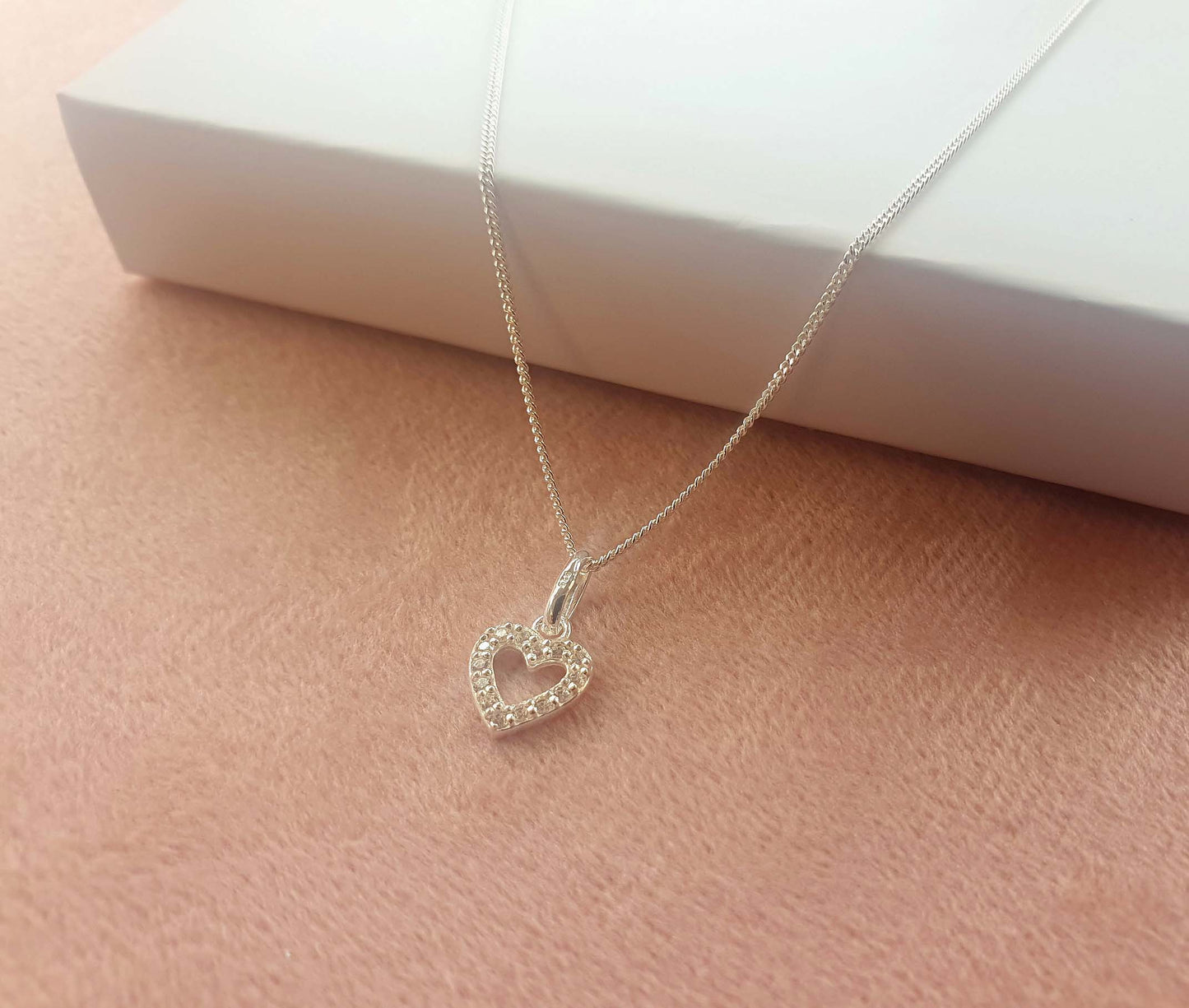 13th Birthday Heart Necklace with Cubic Zirconia in Sterling Silver 925, Personalised Jewellery Gift