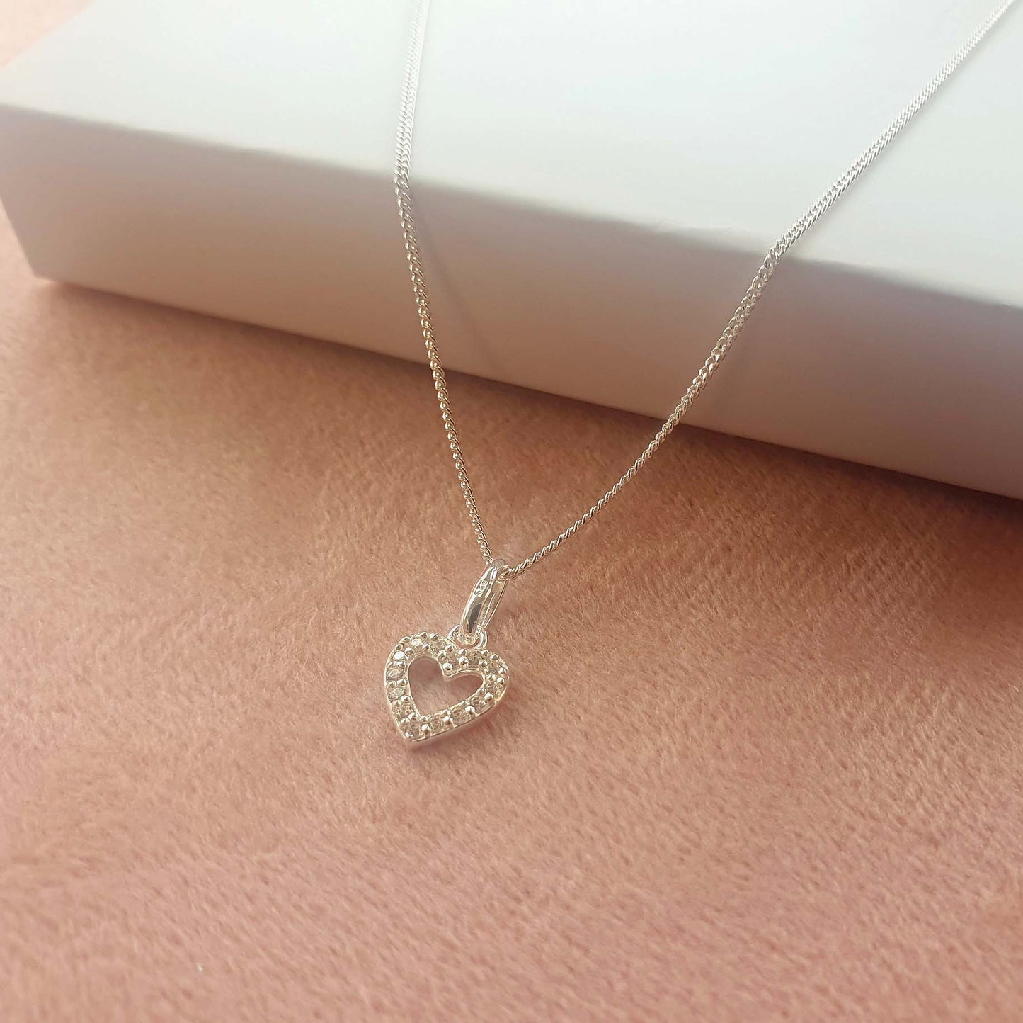 Best Friend Heart Necklace with Cubic Zirconia in Sterling Silver 925, Personalised Jewellery Gift