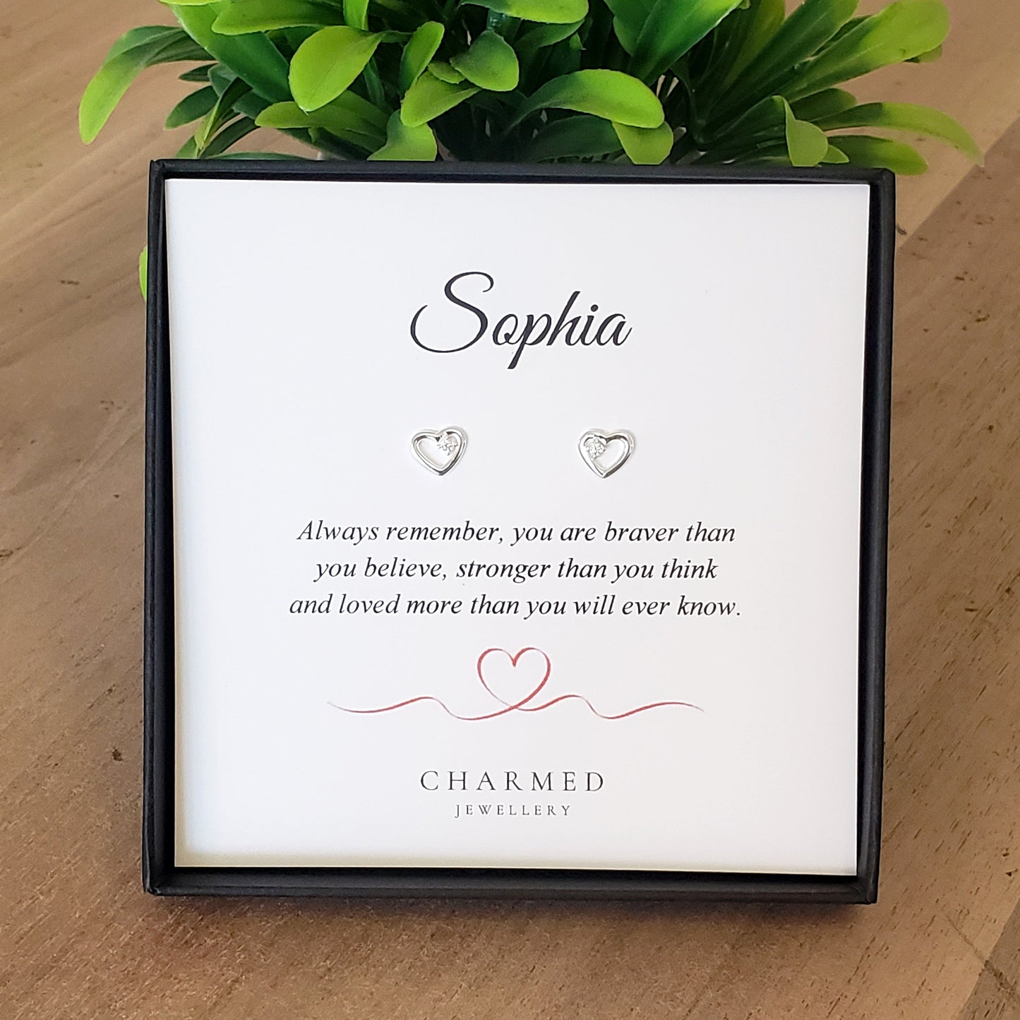 CZ Heart Stud Earrings in Sterling Silver 925 | Personalised Jewellery Gift