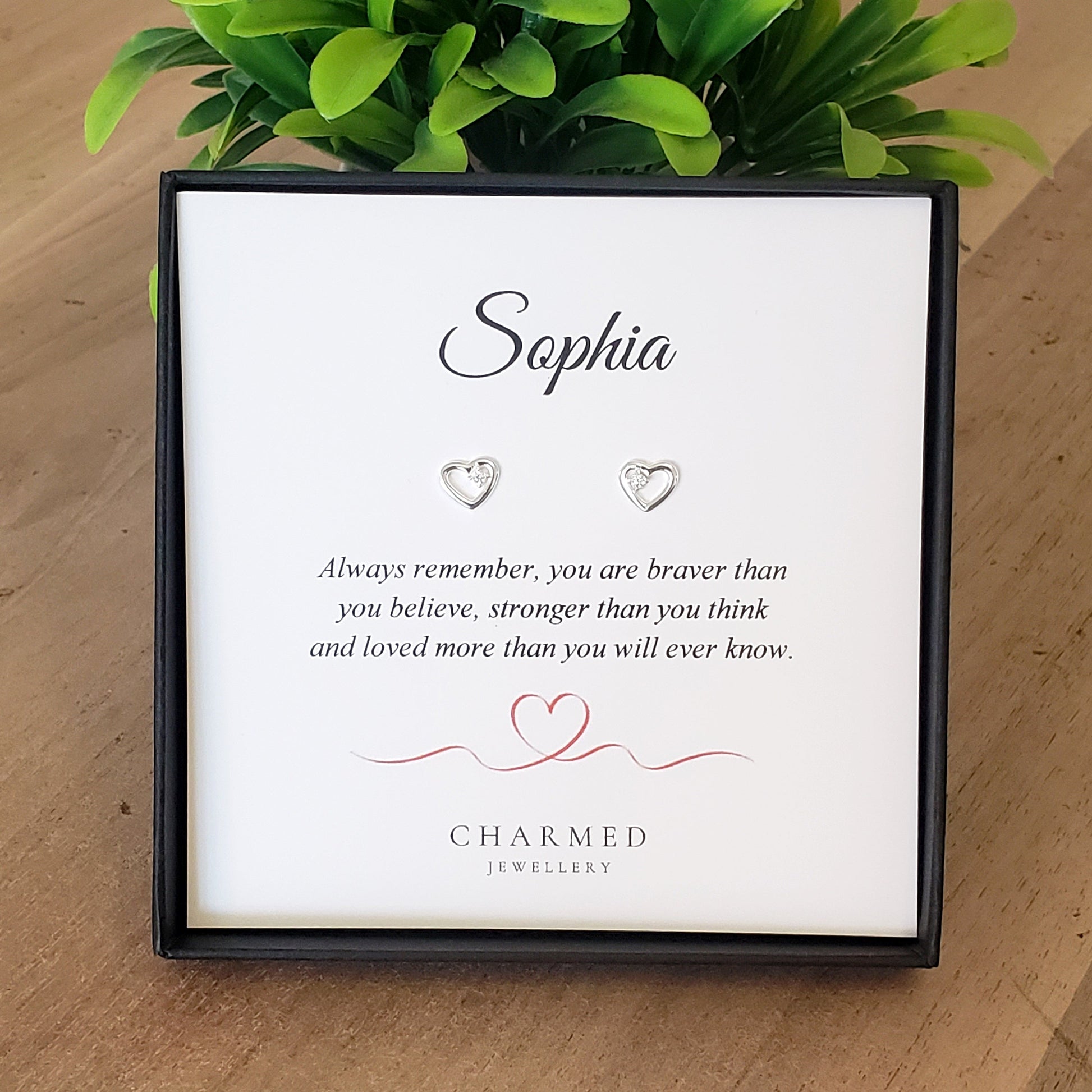 CZ Heart Stud Earrings in Sterling Silver 925 | Personalised Jewellery Gift