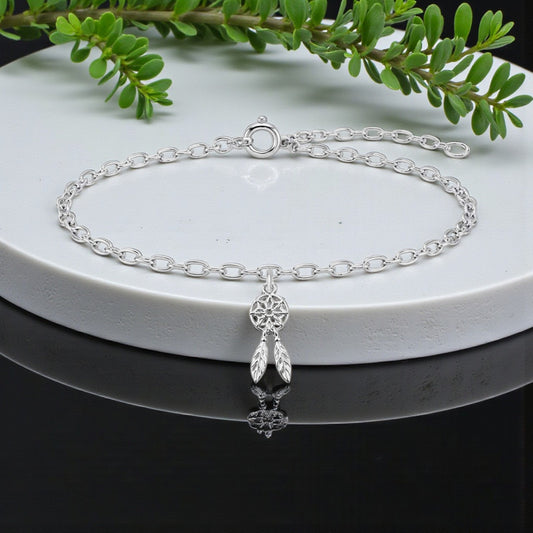 Dreamcatcher Charm Bracelet | Sterling Silver 925 | Boho Jewellery Gift