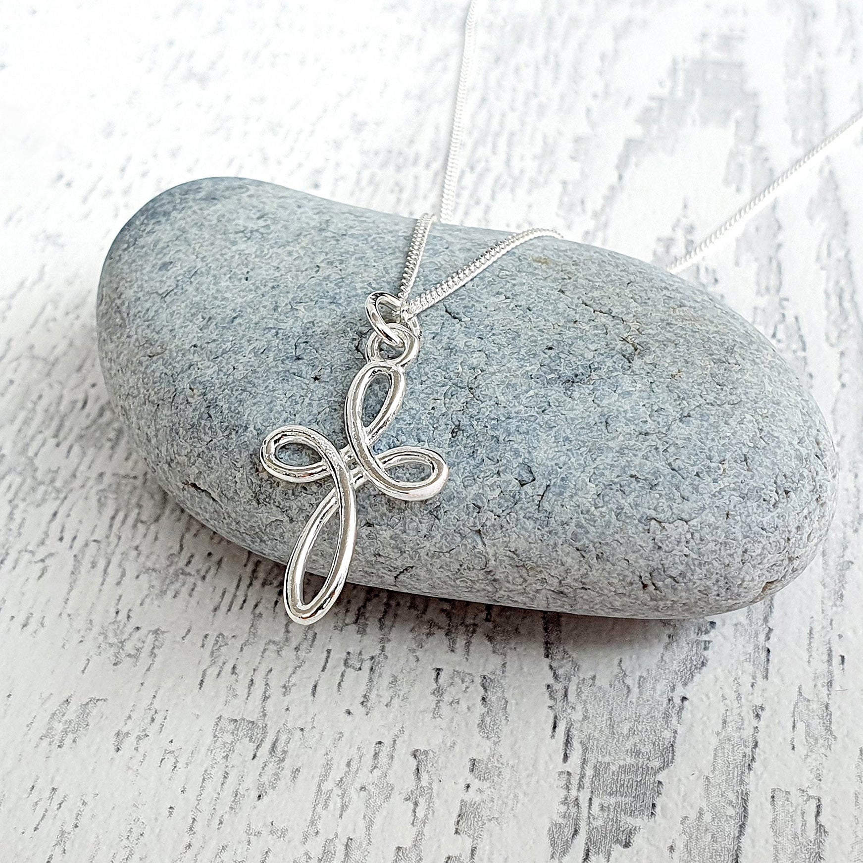 Christening Eternity Cross Necklace in Sterling Silver 925 | Personalised Jewellery Gift