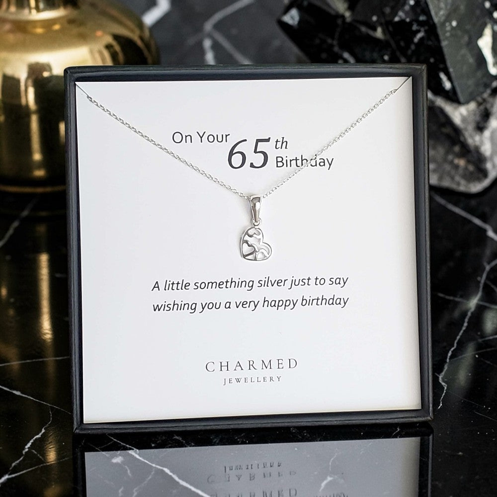 65th Birthday Heart Necklace | Sterling Silver 925 | Personalised Gift for Her