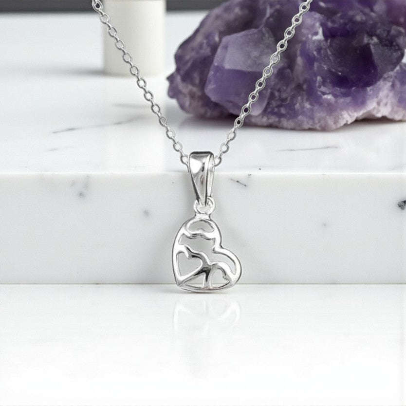 Fancy Heart Necklace | Sterling Silver 925 | Personalised Gift for Her