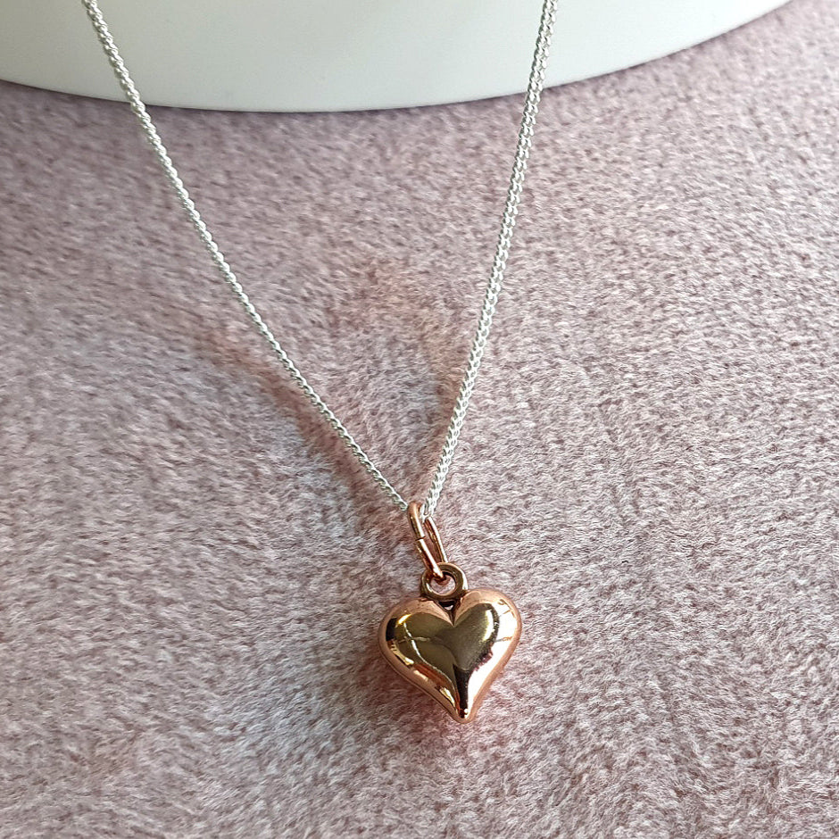 Mummy To Be Rose Gold Sterling Silver Puffy Heart Necklace | Personalised Jewellery Gift