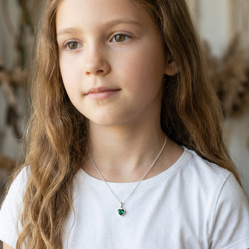 Granddaughter Heart Necklace with Birthstone | Sterling Silver 925 | Personalised Jewellery Gift